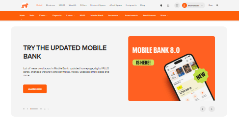Bank of Georgia – Retail Banking homepage screenshot