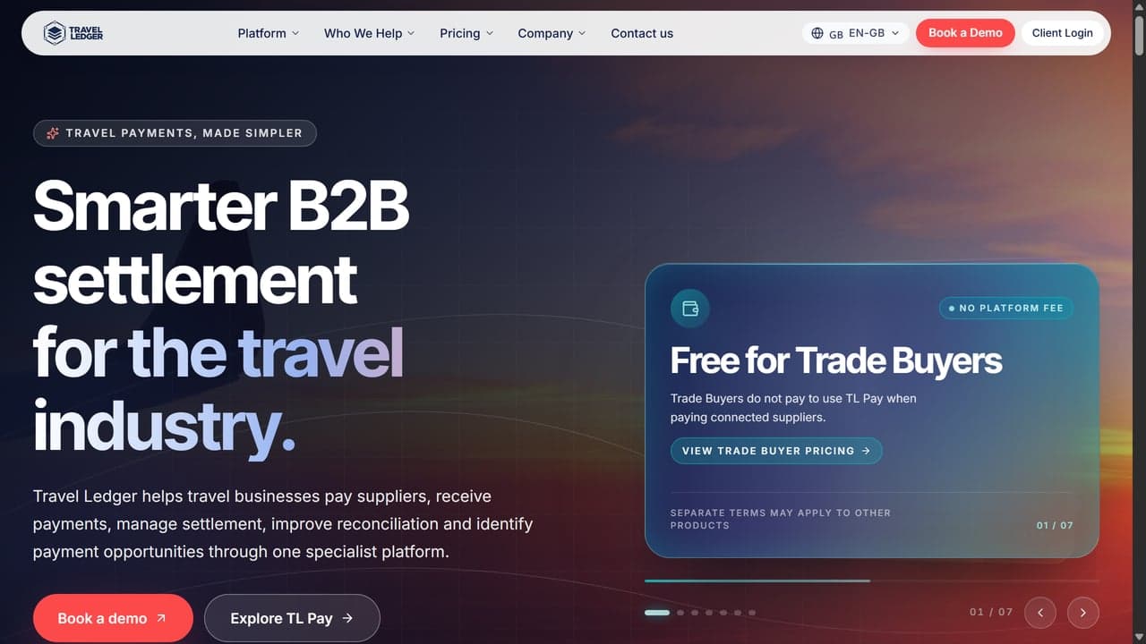Travel Ledger homepage screenshot